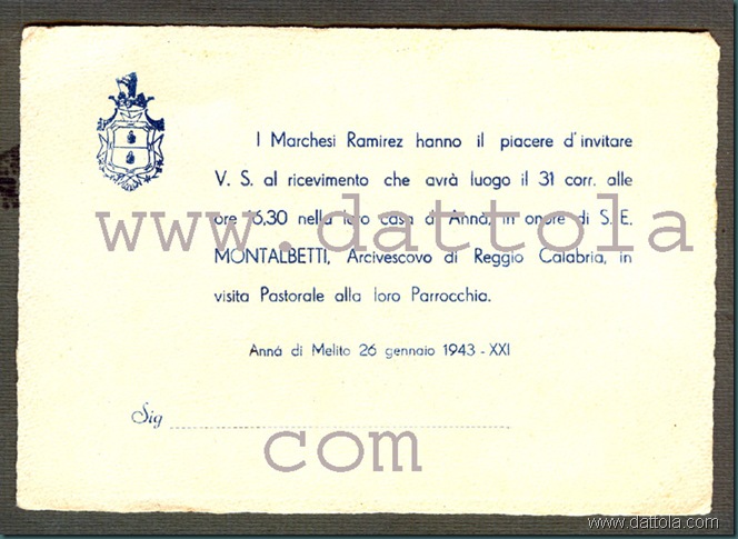 INVITO RICEVIMENTO IL 31GENNAIO 1943 PER VISITA MONTALBETTI copy